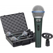 Kit Maleta Com 3 Microfones Profissionais MXT BTM-58A + Cachimbos