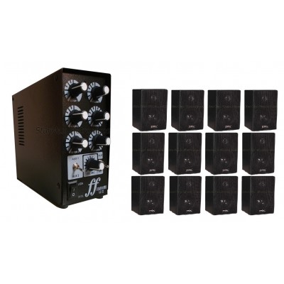 Kit 12 Caixa Som  01 Amplificador e setorizador 3 ambientes